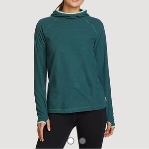 Eddie Bauer Women's Quest Pro Grid Fleece Pullover Hoodie W Back Zip Pocket Sz S